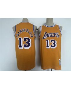 Men's Los Angeles Lakers #13 Wilt Chamberlain Yellow Hardwood Classics Stitched Jersey