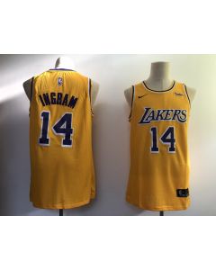 Men's Los Angeles Lakers #14 Brandon Ingram Gold Icon Edition With WISH Patch Stitched NBA Jersey