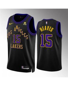 Men's Los Angeles Lakers #15 Austin Reaves Black 2023/24 City Edition Stitched Basketball Jersey
