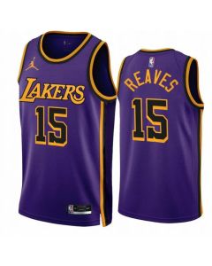 Men's Los Angeles Lakers #15 Austin Reaves Purple 2022/23 Statement Edition With NO.6 Patch Stitched Basketball Jersey