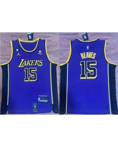 Men's Los Angeles Lakers #15 Austin Reaves Purple With NO.6 Patch Stitched Basketball Jersey