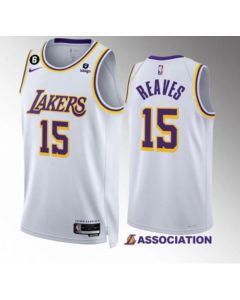 Men's Los Angeles Lakers #15 Austin Reaves White Association Edition With NO.6 Patch Stitched Basketball Jersey