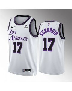 Men's Los Angeles Lakers #17 Dennis Schroder White City Edition Stitched Basketball Jersey