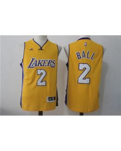 Men's Los Angeles Lakers #2 Ball Yellow Stitched NBA Jersey