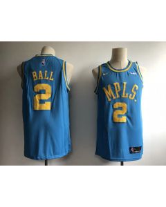 Men's Los Angeles Lakers #2 Lonzo Ball Blue MPLS Wish Stitched NBA Jersey