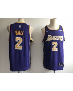 Men's Los Angeles Lakers #2 Lonzo Ball New Purple Wish Stitched NBA Jersey