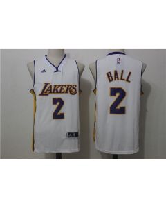 Men's Los Angeles Lakers #2 Lonzo Ball White Stitched NBA Jersey (White)
