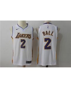 Men's Los Angeles Lakers #2 Lonzo Ball White Stitched NBA Jersey