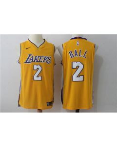 Men's Los Angeles Lakers #2 Lonzo Ball Yellow Stitched NBA Jersey
