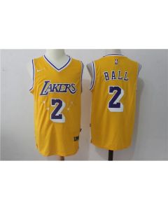 Men's Los Angeles Lakers #2 Lonzo Ball Yellow Throwback Stitched NBA Jersey