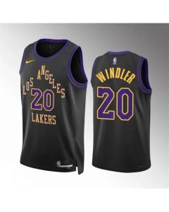 Men's Los Angeles Lakers #20 Dylan Windler Black 2023/24 City Edition Stitched Basketball Jersey