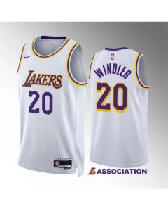 Men's Los Angeles Lakers #20 Dylan Windler White Association Edition Stitched Basketball Jersey