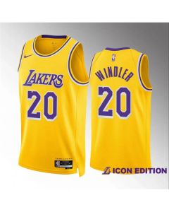 Men's Los Angeles Lakers #20 Dylan Windler Yellow Icon Edition Stitched Basketball Jersey