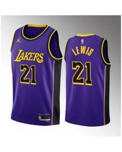 Men's Los Angeles Lakers #21 Maxwell Lewis Purple 2023 Draft Statement Edition Stitched Basketball Jersey