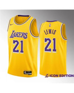 Men's Los Angeles Lakers #21 Maxwell Lewis Yellow 2023 Draft Icon Edition Stitched Basketball Jersey