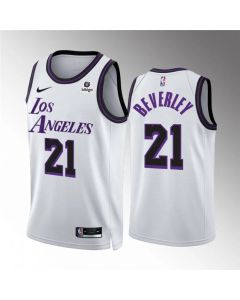 Men's Los Angeles Lakers #21 Patrick Beverley White City Edition Stitched Basketball Jersey
