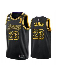 Men's Los Angeles Lakers #23 LeBron James 2020 Black NBA Finals Champions With Gigi Patch Mamba Stitched Jersey
