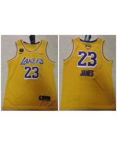 Men's Los Angeles Lakers #23 LeBron James 2020 Gold Finals Bound With KB Patch Stitched Jersey
