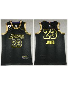 Men's Los Angeles Lakers #23 LeBron James 2020Black City Edition With GiGi Patch Stitched Jersey