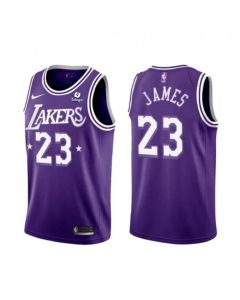 Men's Los Angeles Lakers #23 LeBron James 2021/22 City Edition Purple Stitched Jersey