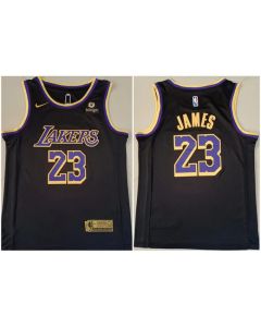 Men's Los Angeles Lakers #23 LeBron James "bibigo" Black Stitched Basketball Jersey