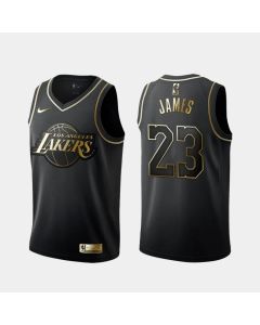 Men's Los Angeles Lakers #23 LeBron James Black 2019 Golden Edition Stitched NBA Jersey