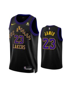 Men's Los Angeles Lakers #23 LeBron James Black 2023/24 City Edition Stitched Basketball Jersey
