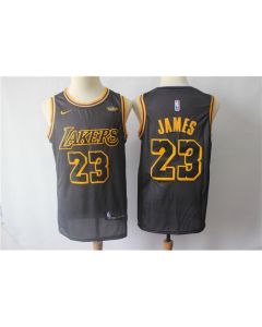 Men's Los Angeles Lakers #23 LeBron James Black City Edition Swingman Stitched Jersey