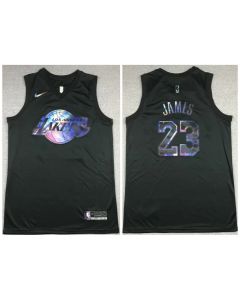 Men's Los Angeles Lakers #23 LeBron James Black Crucial Catch Stitched NBA Jersey