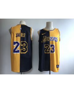 Men's Los Angeles Lakers #23 Lebron James Black/Gold Fashion Swingman Stitched NBA Jersey