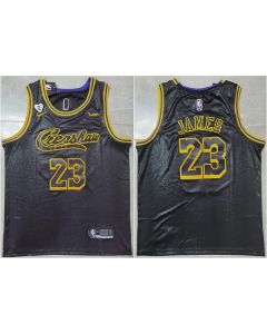 Men's Los Angeles Lakers #23 LeBron James Black Jersey With GiGi Patch Stitched Jersey