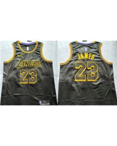 Men's Los Angeles Lakers #23 LeBron James Black Stitched Basketball Jersey (Black)