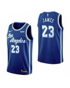 Men's Los Angeles Lakers #23 LeBron James Blue Classic Edition Swingman Stitched Jersey