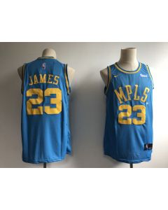 Men's Los Angeles Lakers #23 LeBron James Blue Swingman Stitched Jersey