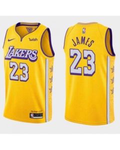 Men's Los Angeles Lakers #23 LeBron James Gold Stitched Jersey