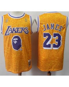Men's Los Angeles Lakers #23 LeBron James Gold Stitched NBA Jersey