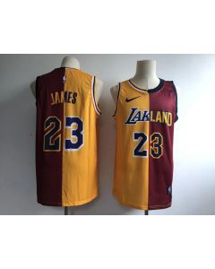 Men's Los Angeles Lakers #23 Lebron James Gold/Wine Fashion Swingman Stitched NBA Jersey