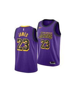 Men's Los Angeles Lakers #23 LeBron James Purple City Edition Swingman Stitched NBA Jersey