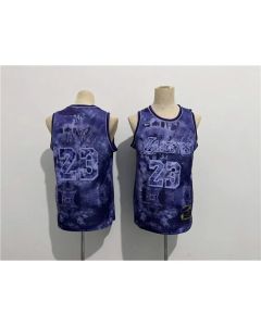 Men's Los Angeles Lakers #23 LeBron James Purple Stitched Basketball Jersey