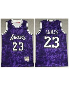 Men's Los Angeles Lakers #23 LeBron James Purple Stitched Jersey