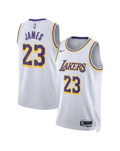 Men's Los Angeles Lakers #23 LeBron James White Association Edition Swingman Jersey (White)