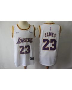 Men's Los Angeles Lakers #23 LeBron James White Authentic Stitched Jersey