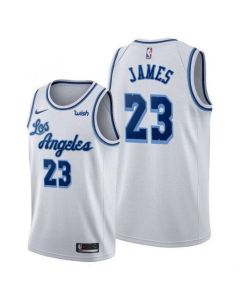 Men's Los Angeles Lakers #23 LeBron James White Classic Edition Swingman Stitched Jersey
