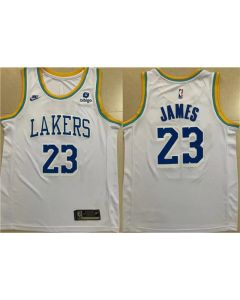 Men's Los Angeles Lakers #23 LeBron James White Stitched Basketball Jersey (White)
