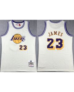 Men's Los Angeles Lakers #23 LeBron James White Throwback basketball Jersey