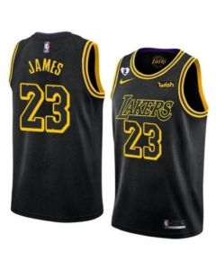 Men's Los Angeles Lakers #23 LeBron James With Gigi Patch Black Stitched Jersey