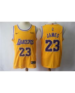 Men's Los Angeles Lakers #23 LeBron James Yellow Authentic Stitched Jersey