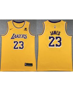 Men's Los Angeles Lakers #23 LeBron James Yellow Stitched Basketball Jersey (Yellow)