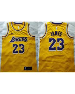 Men's Los Angeles Lakers #23 LeBron James Yellow Stitched Basketball Jersey