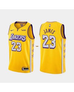 Men's Los Angeles Lakers #23 LeBron James Yellow Stitched NBA Jersey